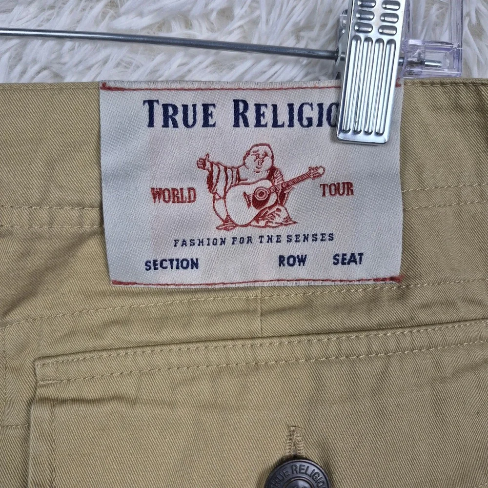 True Religion Mens Tan Khaki‎ Cotton Cargo Shorts Size 32 G3L9Z8VX02340